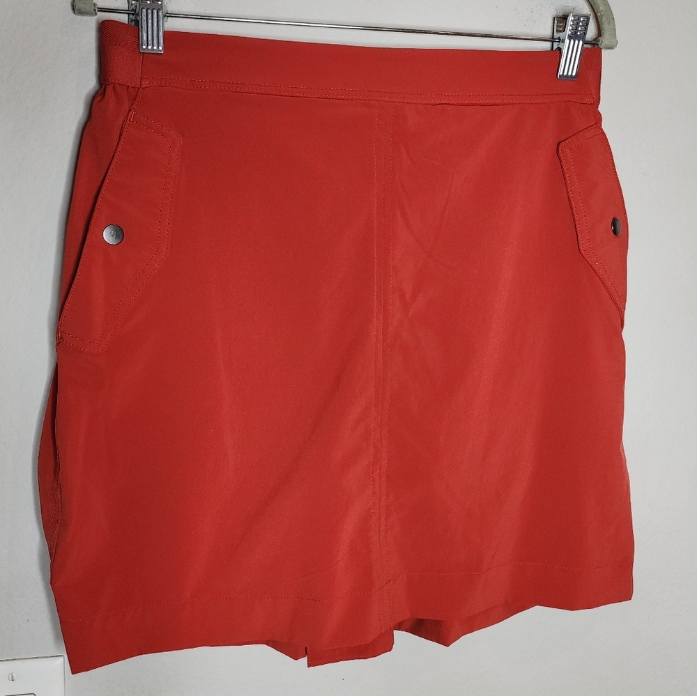 Athleta Vienna Cargo Pull-On Orange Skort 4-Pocket Pleat Back Size 12